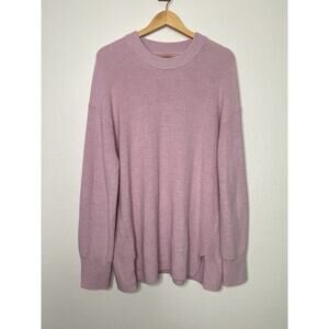 Lululemon Merino Wool Blend Ribbed Crewneck Sweater Light Pink Lilac Size 14